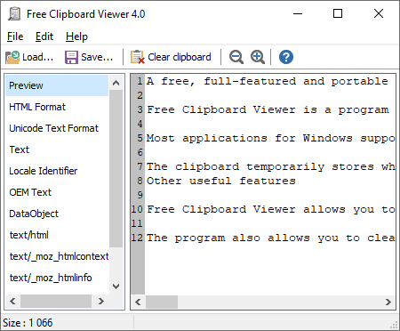 Click to view Free Clipboard Viewer 7.3.3.3000 screenshot